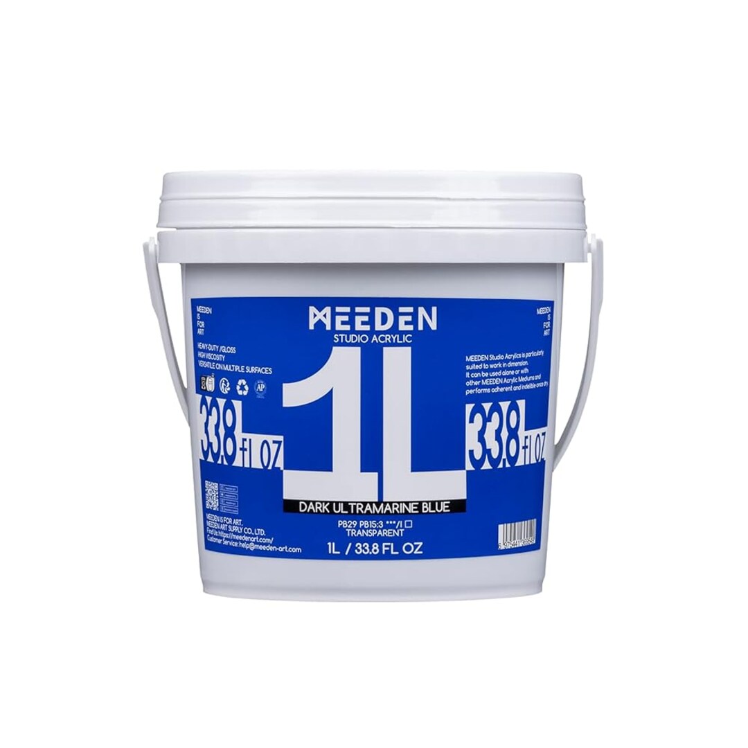 MEEDEN Dark Ultramarine Blue Acrylic Paint, Heavy Body, Gloss Finish, Extra-Large 1 L /33.8 oz Non-Toxic Rich Pigments, Studio Professional Artist Acrylic Paint for Adults on Canvas,Wall,Wood Painting